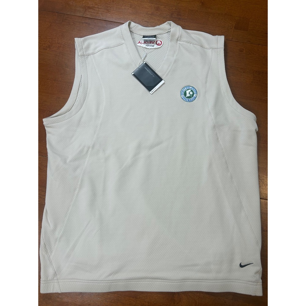 New Nike Golf Vest Mens Large Beige Nike Fit Dry Youthlinks Indiana Veolia Water